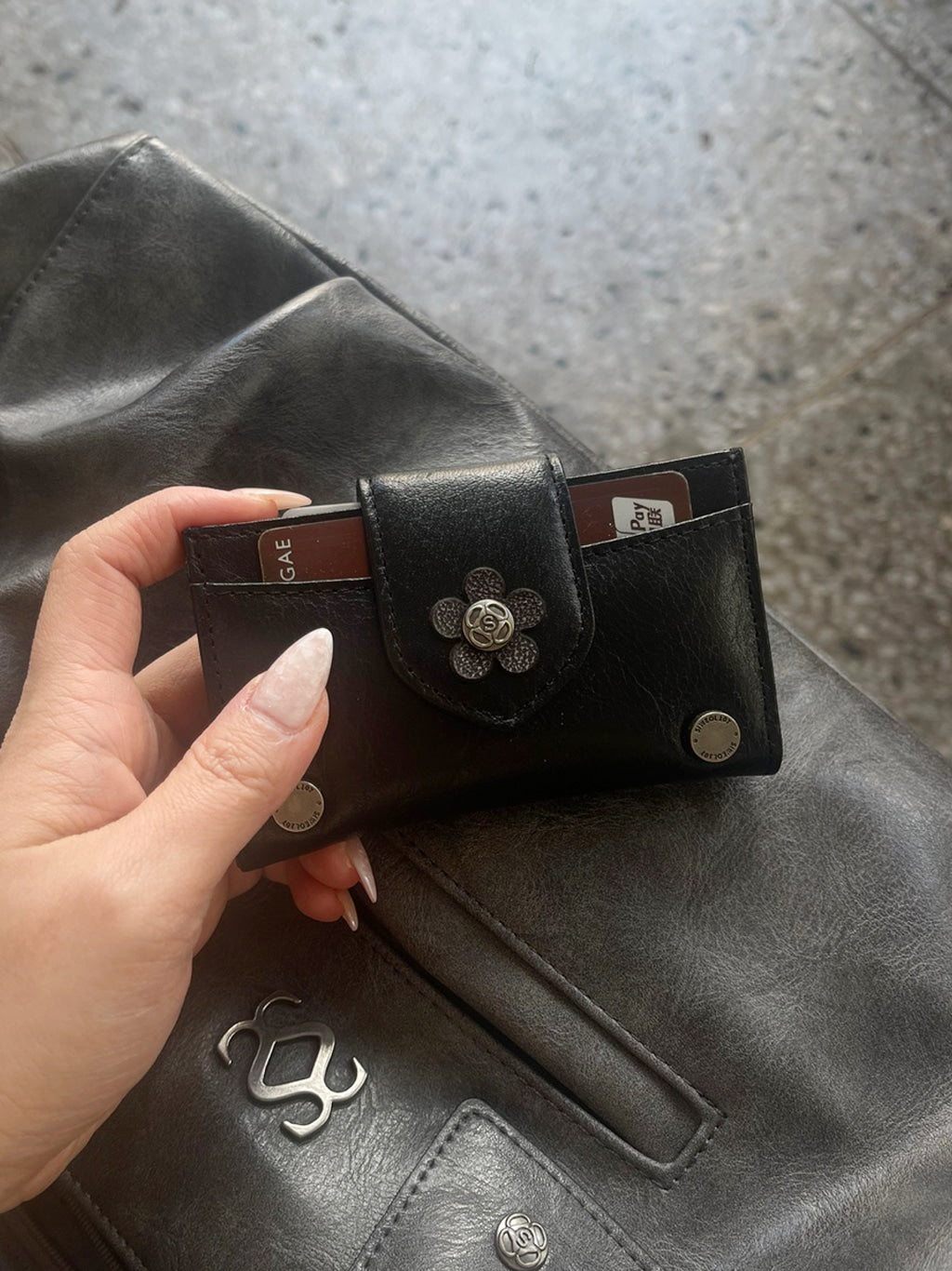 siweol Fleur Card Wallet (Black)