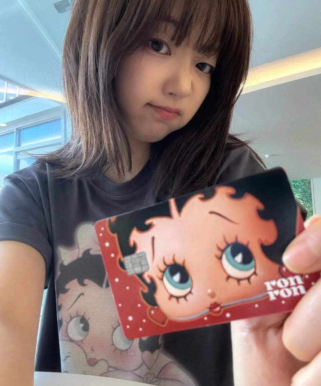 [RONRON] BETTY BOOP RIBBON BASIC FIT T SHIRT_CHARCOAL