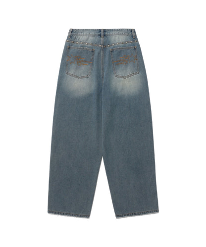 niceghostclub STUD DENIM BERMUDA PANTS [BLUE]