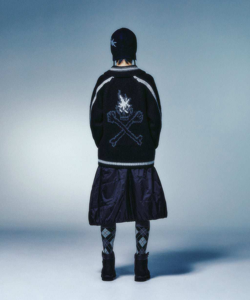 niceghostclub SKULL COWICHAN SWEATER [BLACK]