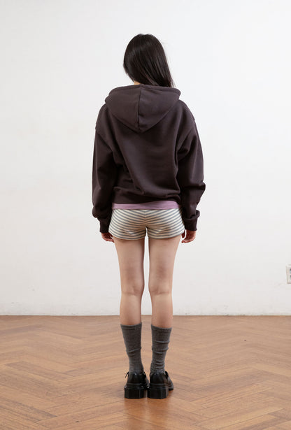 MOSAIC 3STAR CROP HOODIE [BROWN]