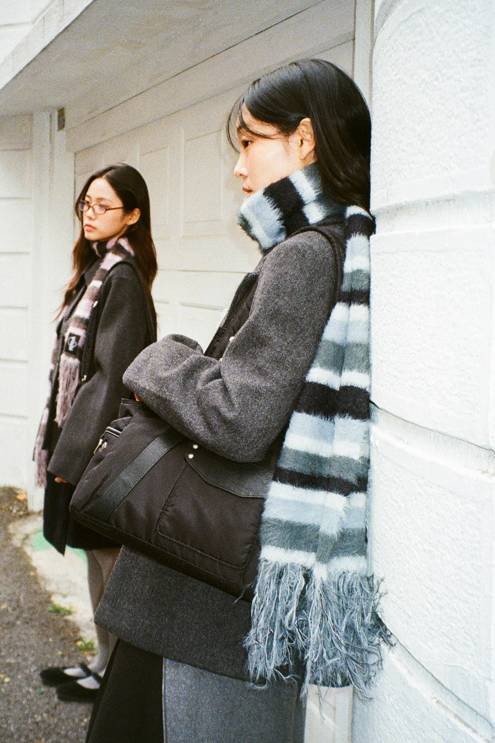 IUGA Striped Hairy Bold Muffler (Blue)