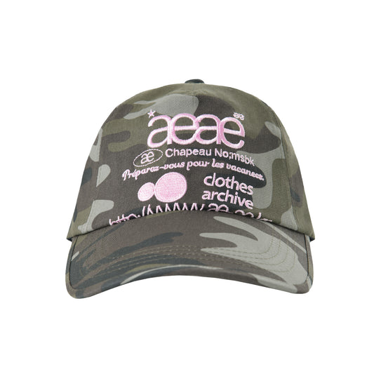 aeae WEB LOGO CAMO 5 PANNEL CAP - [GREEN]