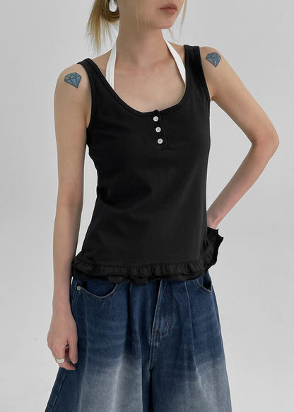 [韓國製造🇰🇷] Frill Henry Neck Tank Top / 2colors