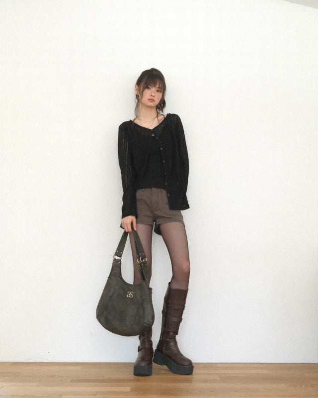 ason RICKY SHOULDER BAG / CRACK BROWN
