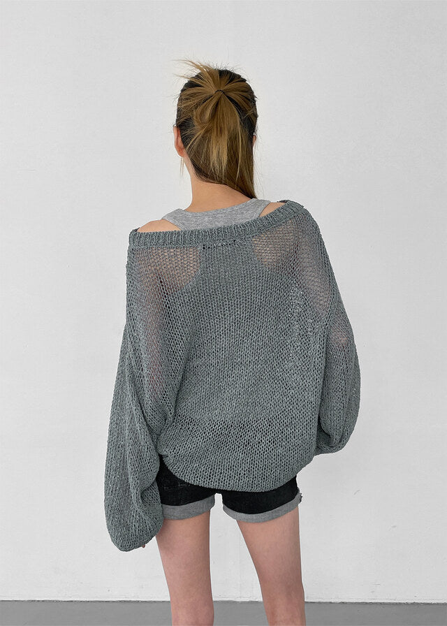 Summer Boat Neck Overfit Knit / 2colors