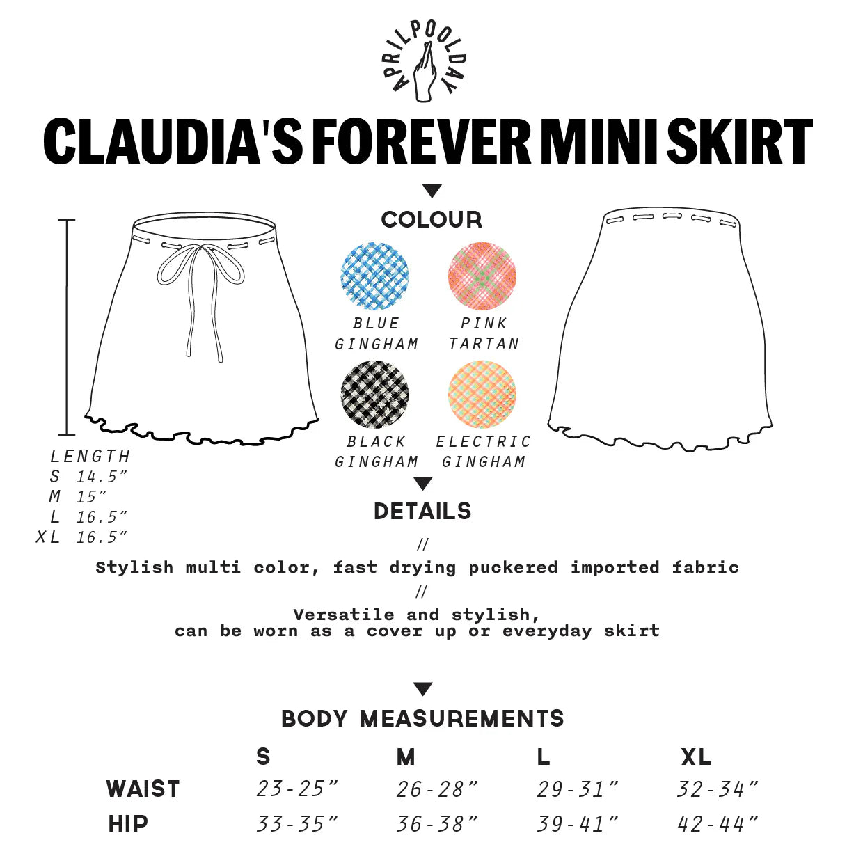 APRILPOOLDAY CLAUDIA'S FOREVERY MINI SKIRT / BLACK GINGHAM