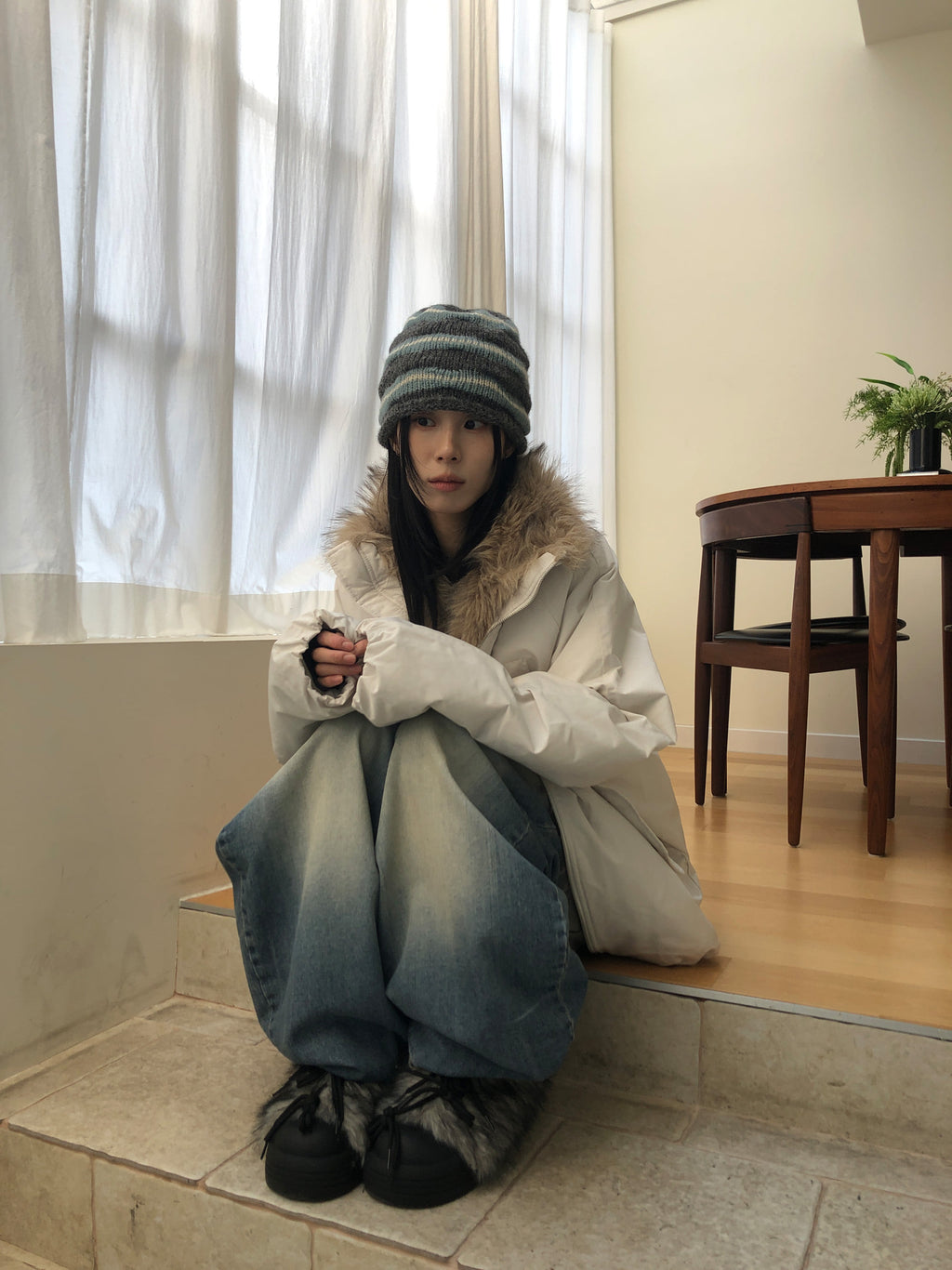 CREAM BEANIE
