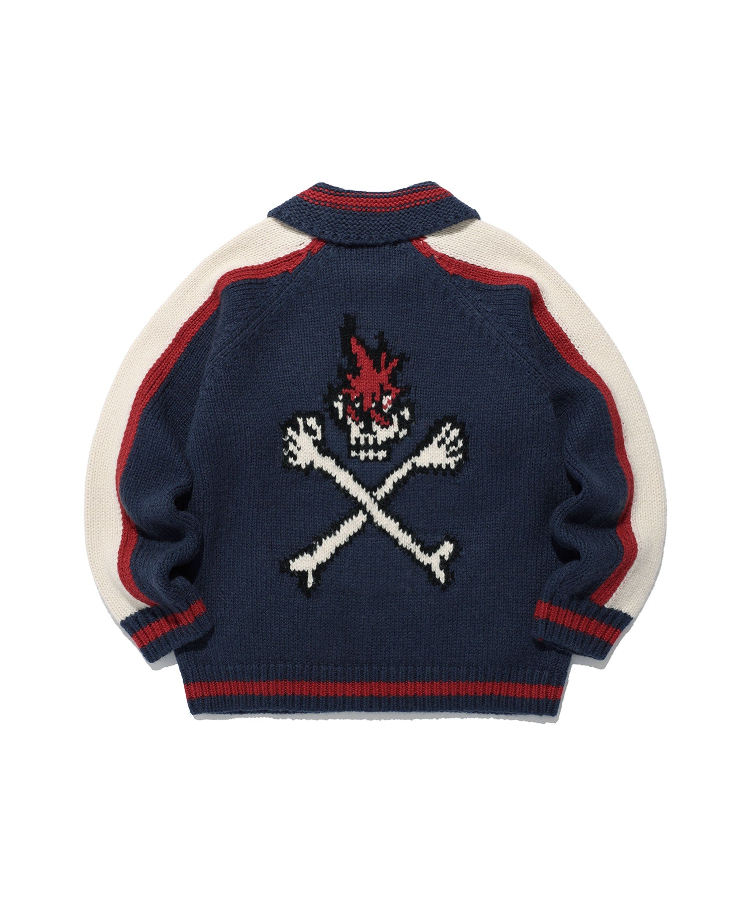 niceghostclub SKULL COWICHAN SWEATER [NAVY]