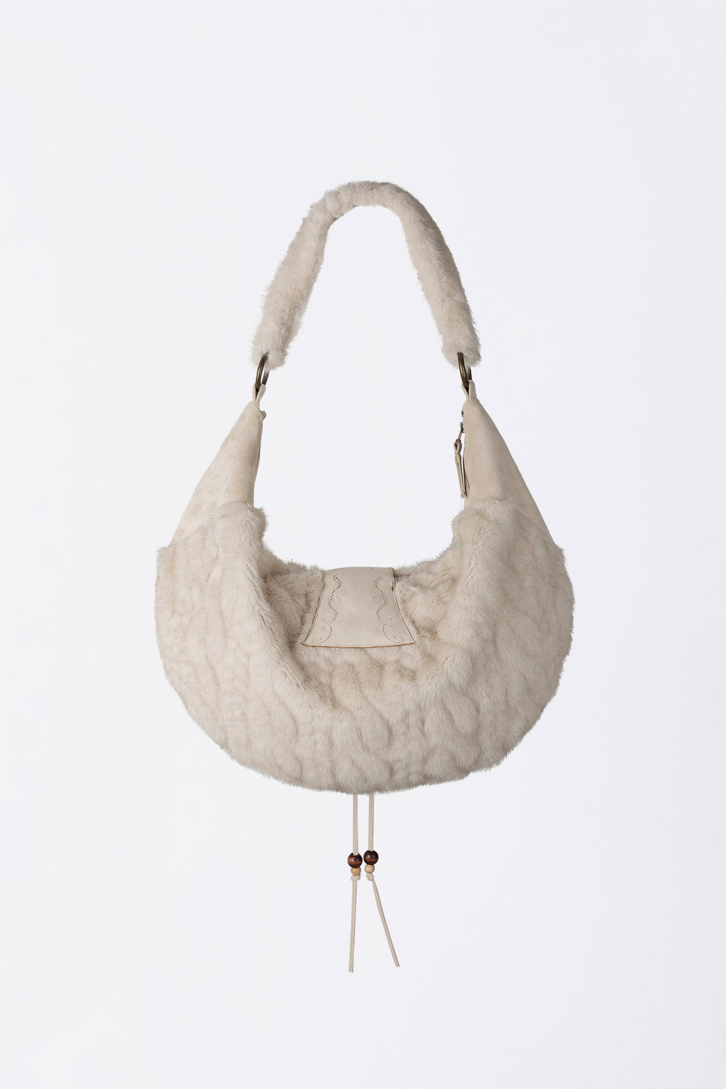 Sculptor Horseshoe Fur Bag Ivory