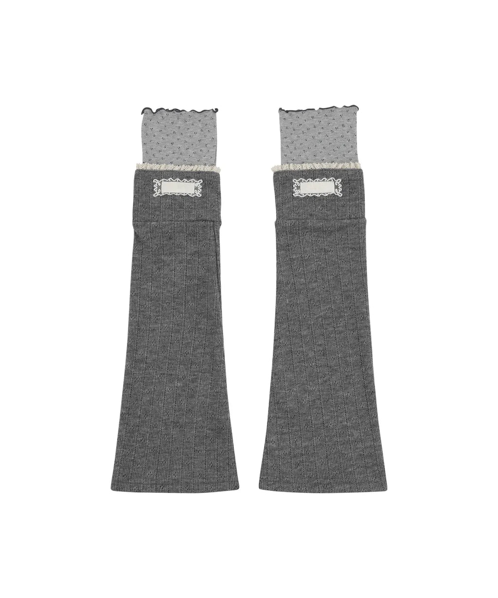 [illigo] LACE COLOR-BLOCK LEG WAEMER_CHARCOAL