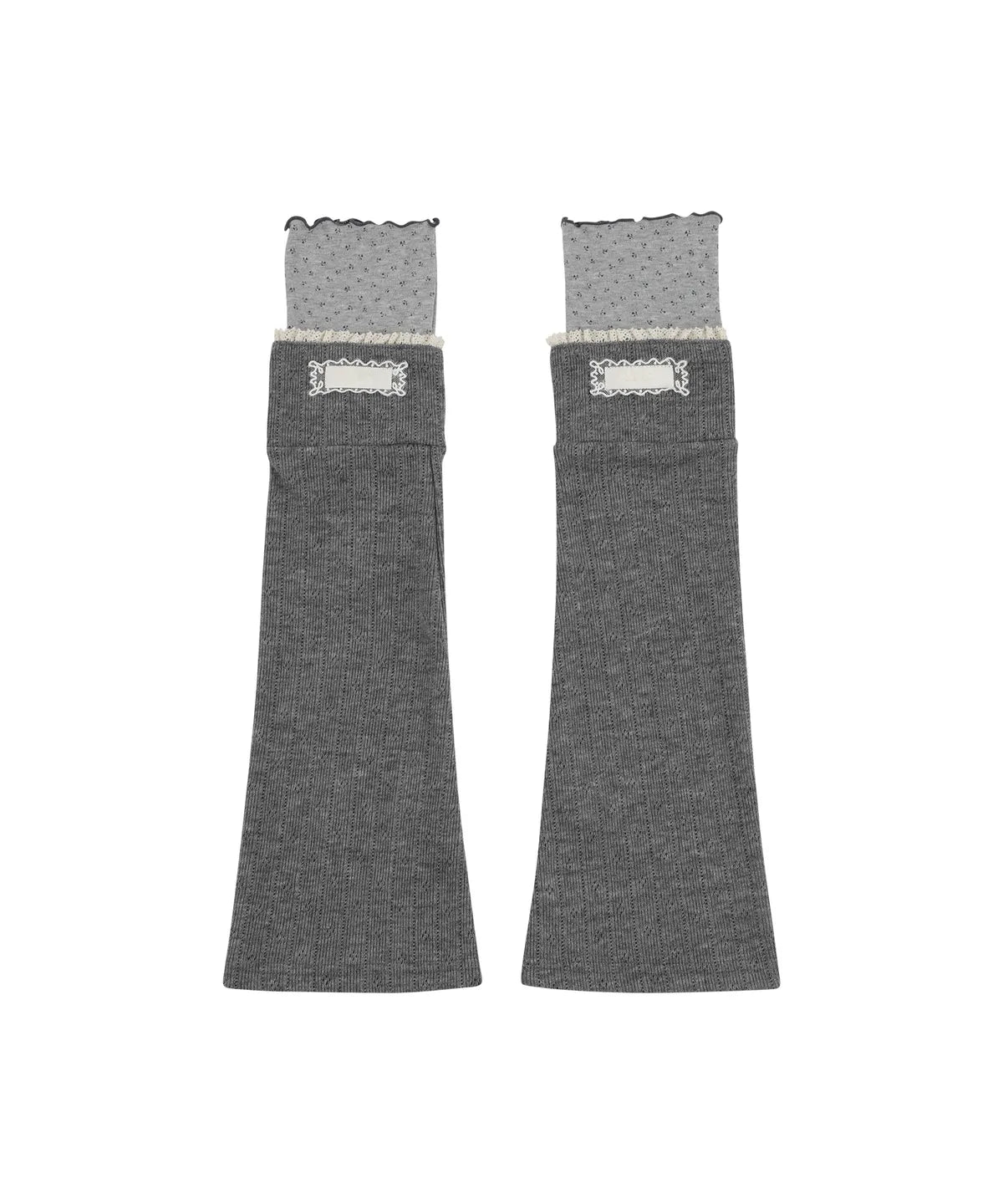 [illigo] LACE COLOR-BLOCK LEG WAEMER_CHARCOAL