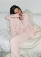 Sweet Dream Fluffy Cardigan Pants Set (Baby Pink)