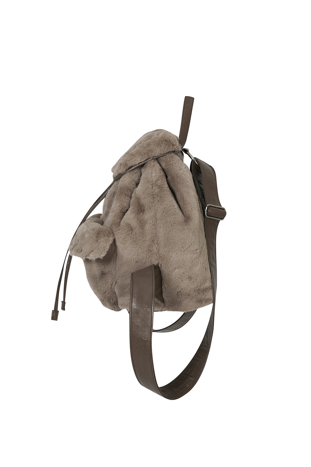 DEINET POM POM FUR BACKPACK IN MOCHA