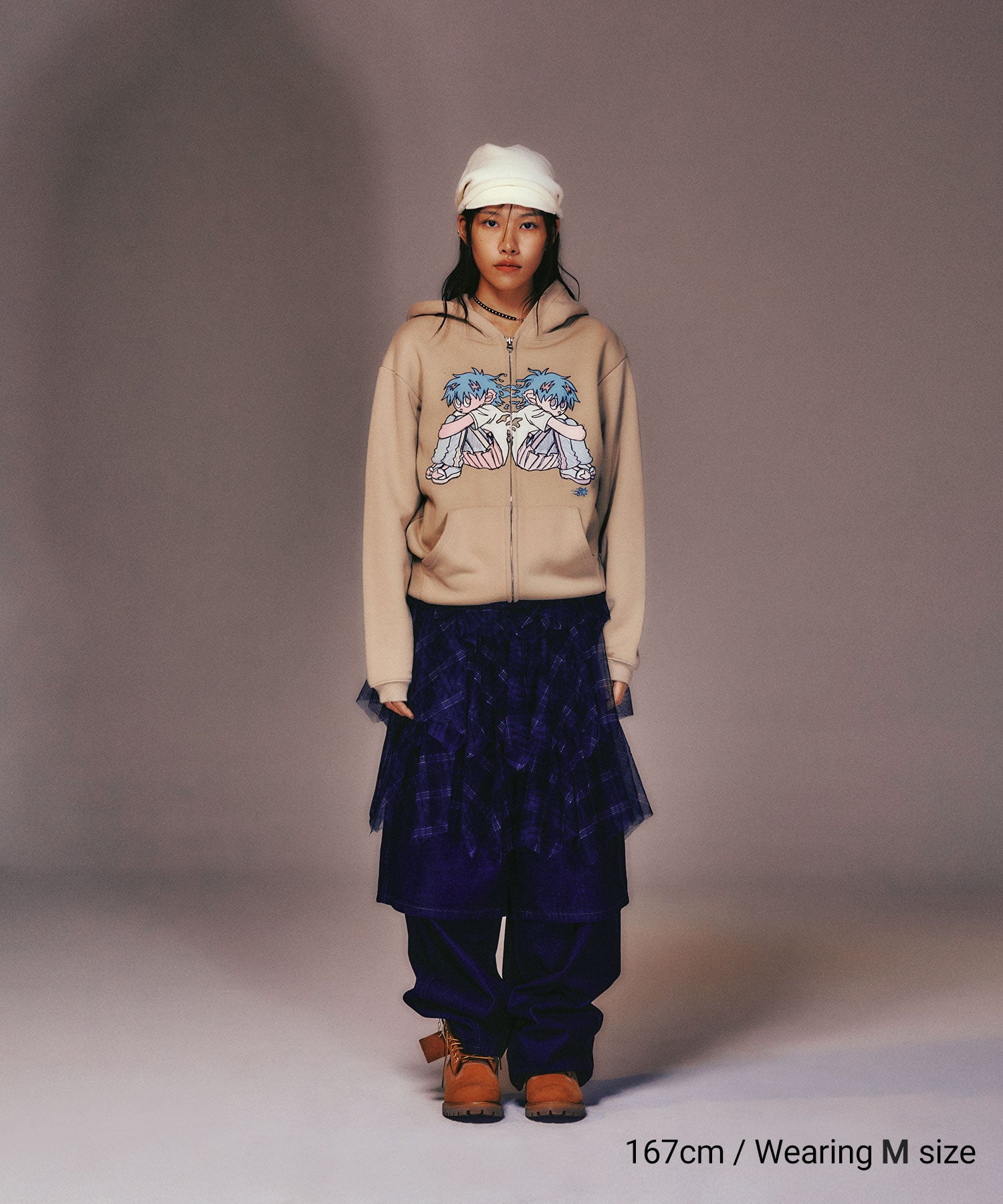 niceghostclub NGC BOY HOODIE ZIP UP [BEIGE]