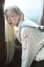 hugyourskin Popcorn knit zip-up (Butter)