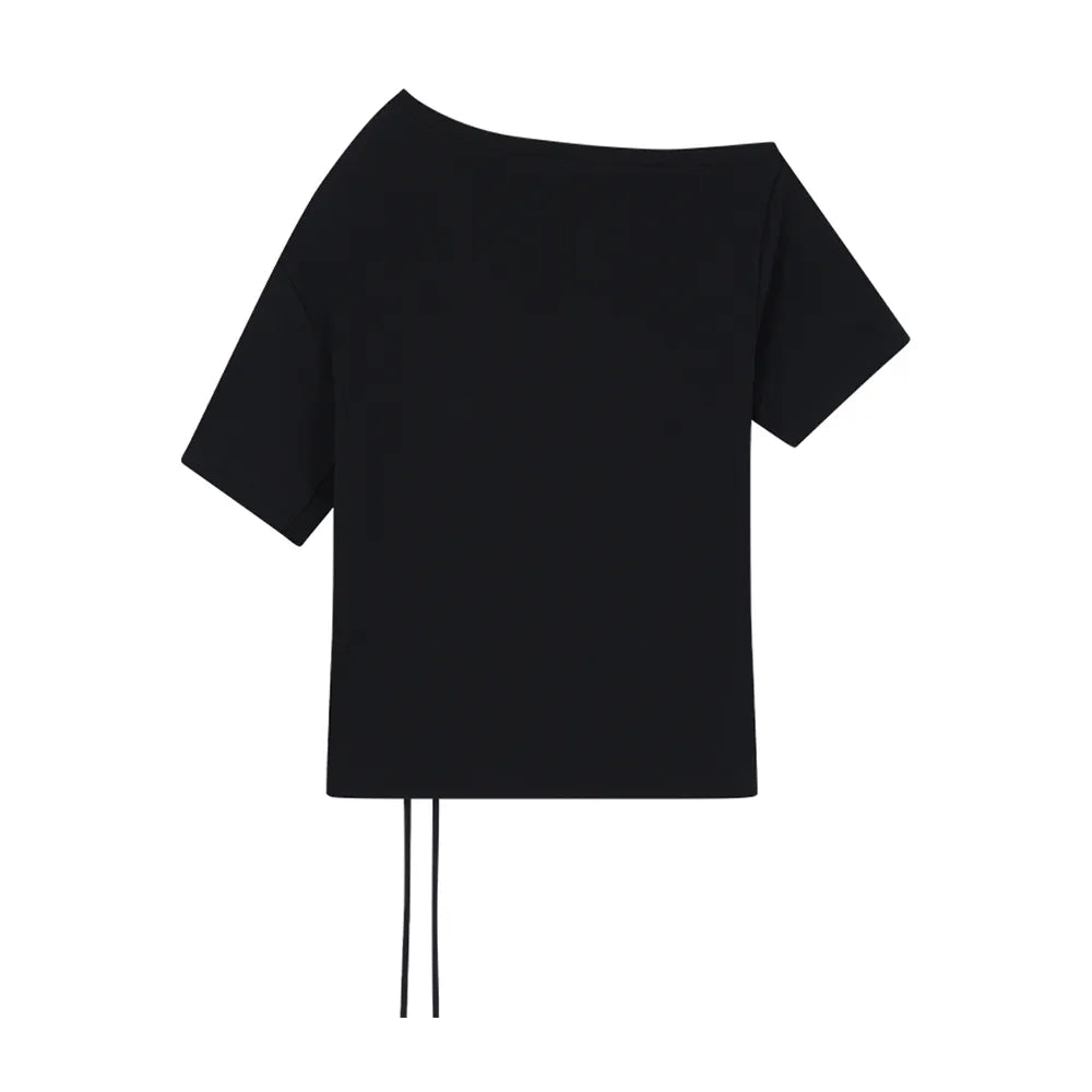 Illigo LOVE ONE SHOULDER OVERFIT T-SHIRT - Black