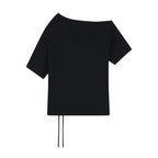 Illigo LOVE ONE SHOULDER OVERFIT T-SHIRT - Black