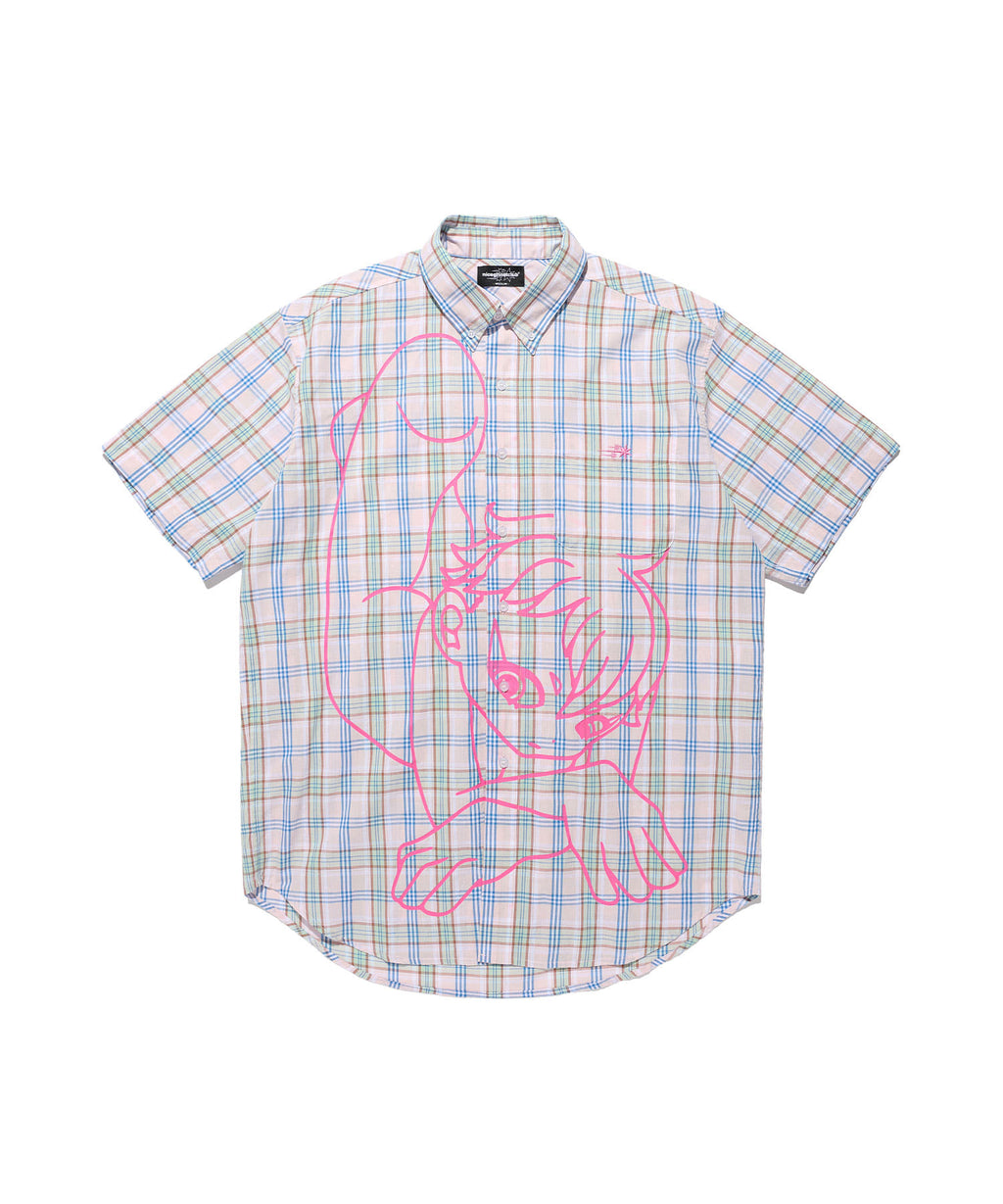 niceghostclub angel check big big half shirt [2colors]