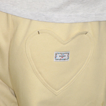 RONRON BACK HEART STITCH POCKET SWEAT JOGGER PANTS / CREAM YELLOW