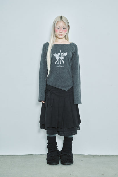 hugyourskin Fallen angel button knit top (Charcoal)