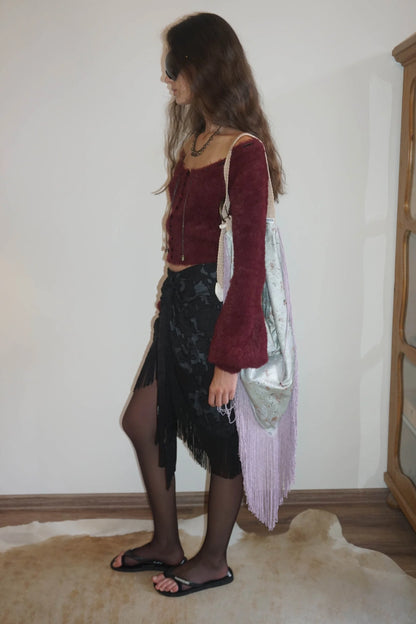 Angora Cardigan Burgundy
