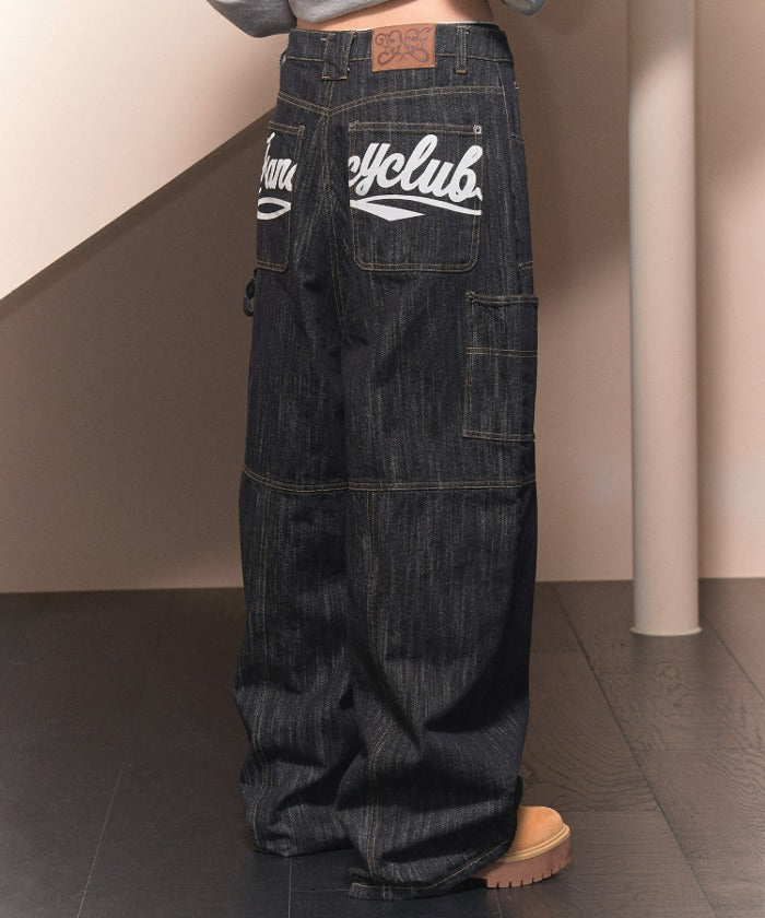 NASTY FANCY CLUB CARPENTER LETTERING DENIM PANTS / BLACK