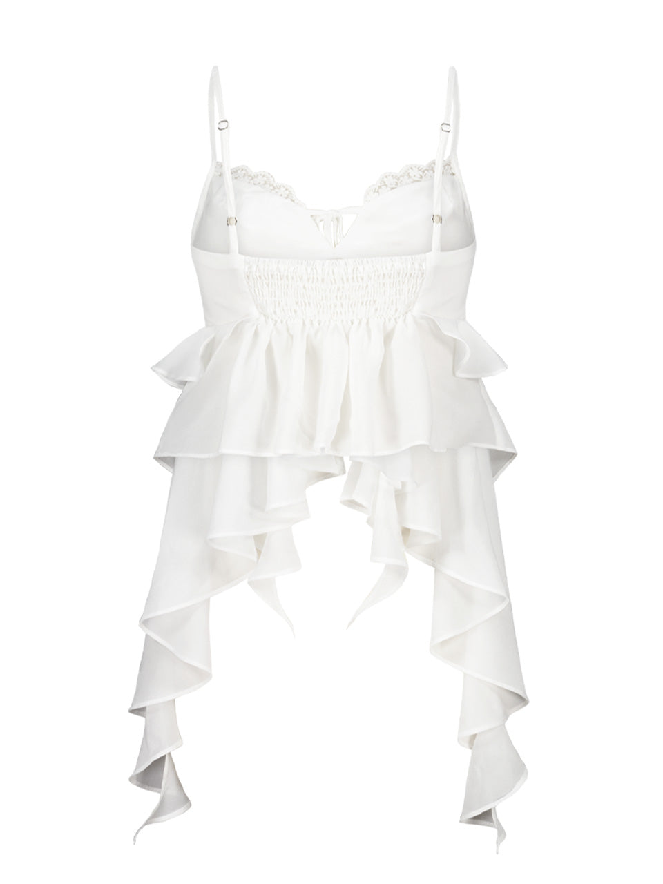 [asif calie] CHIFFON RUFFLE SLEEVELESS BLOUSE WHITE