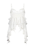 [asif calie] CHIFFON RUFFLE SLEEVELESS BLOUSE WHITE