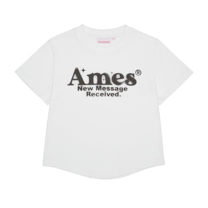 Ames-Worldwide ROUND HEM CROP TEE WHITE