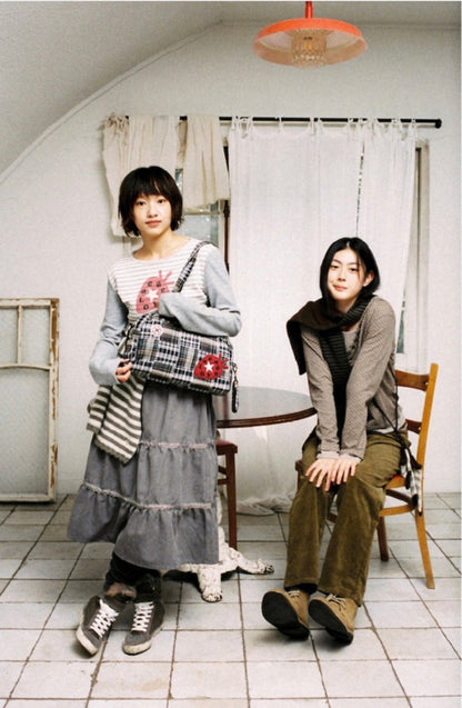 aeae EMBROIDERY TOTE BAG [MIXED CHECK]