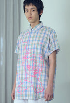 niceghostclub angel check big big half shirt [2colors]