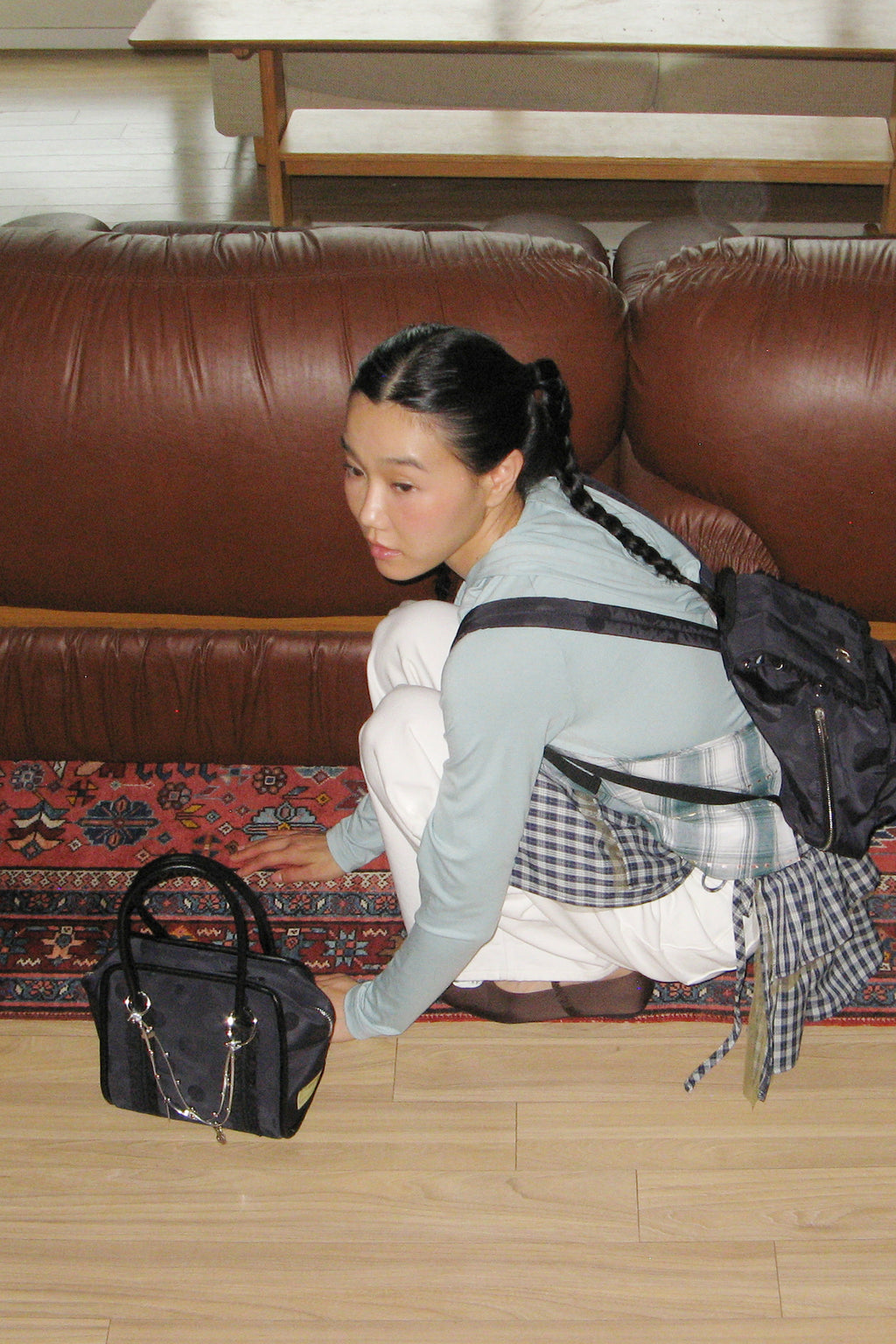 Yeomim mini box bag / navy dot