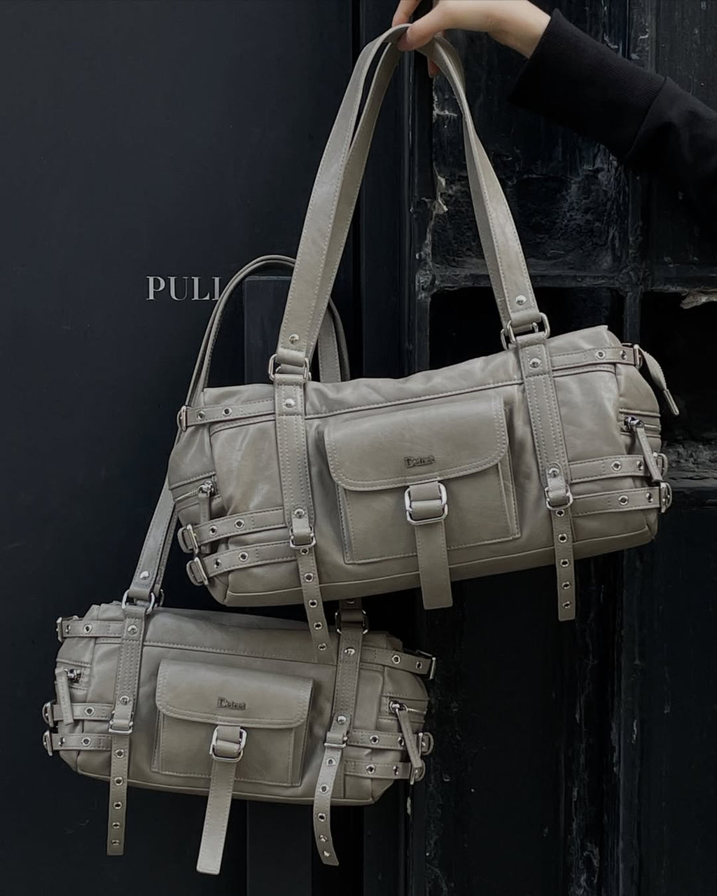 [DEINET] BELTED POCKET MINI SHOULDER BAG IN GREY