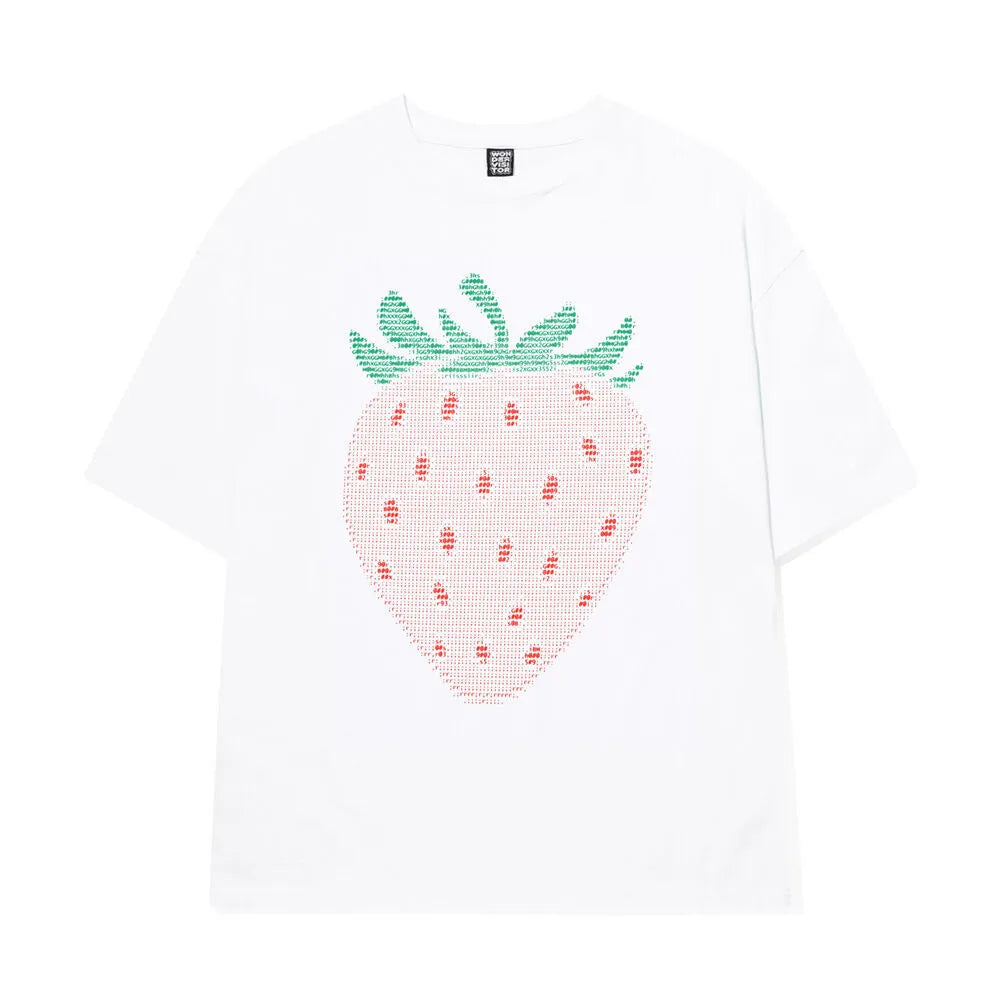 WONDERVISITOR Ascii Strawberry Overfit T-shirt [White]