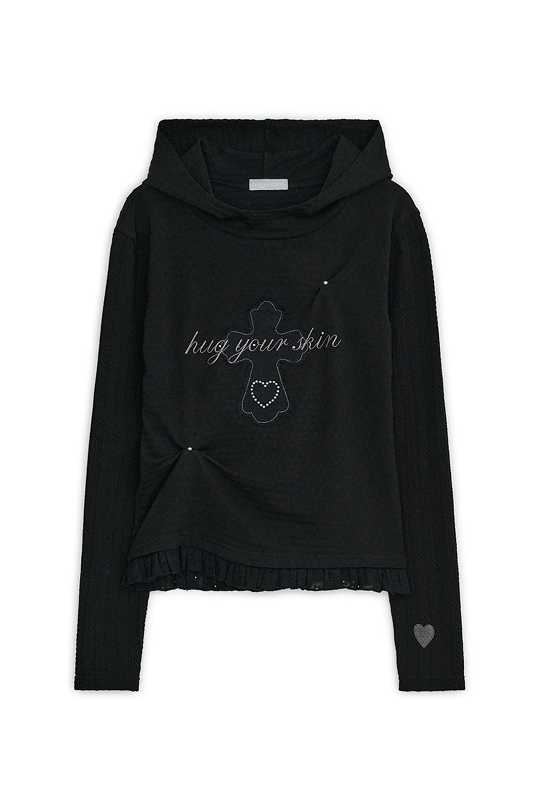Lace cross patch hoodie (2colors)