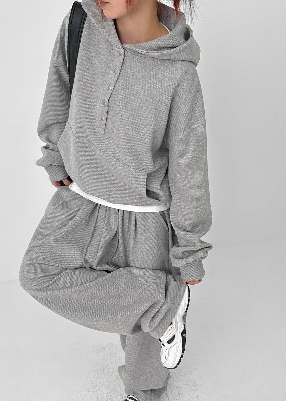 BLACKUP Moite Waffle Snap Hoodie - 2colors