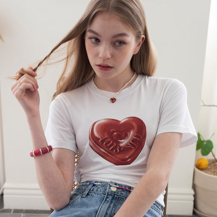 lotsyou The Friend Heart Candy Tee - 4colors