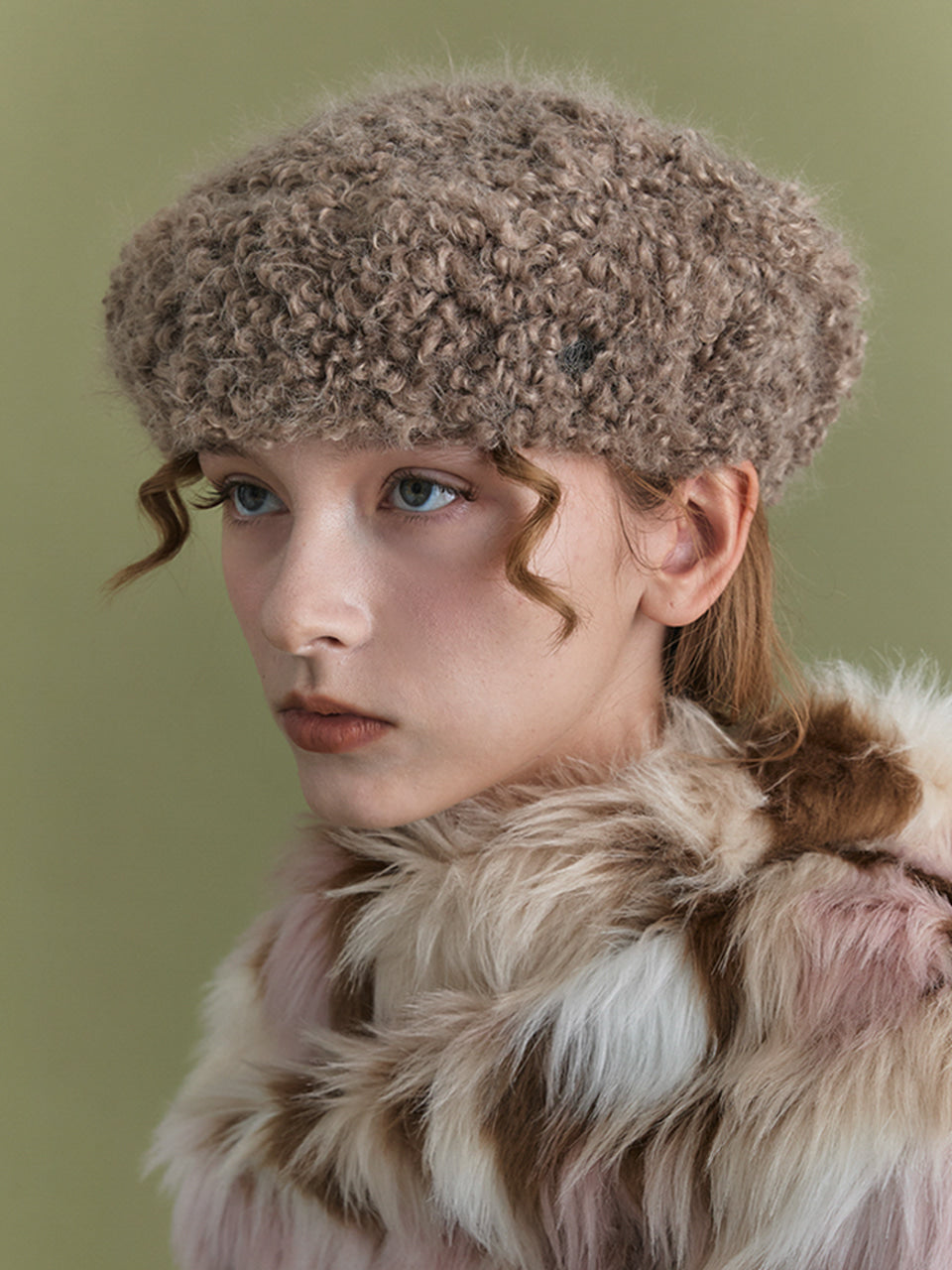 POESIEDAME INES BERET IN COCOA TERRY