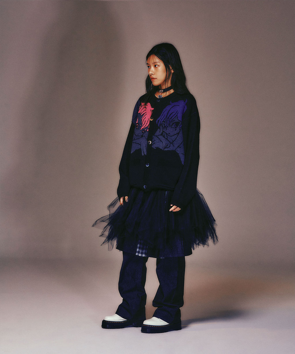 niceghostclub ANGELS KNIT CARDIGAN [BLACK]