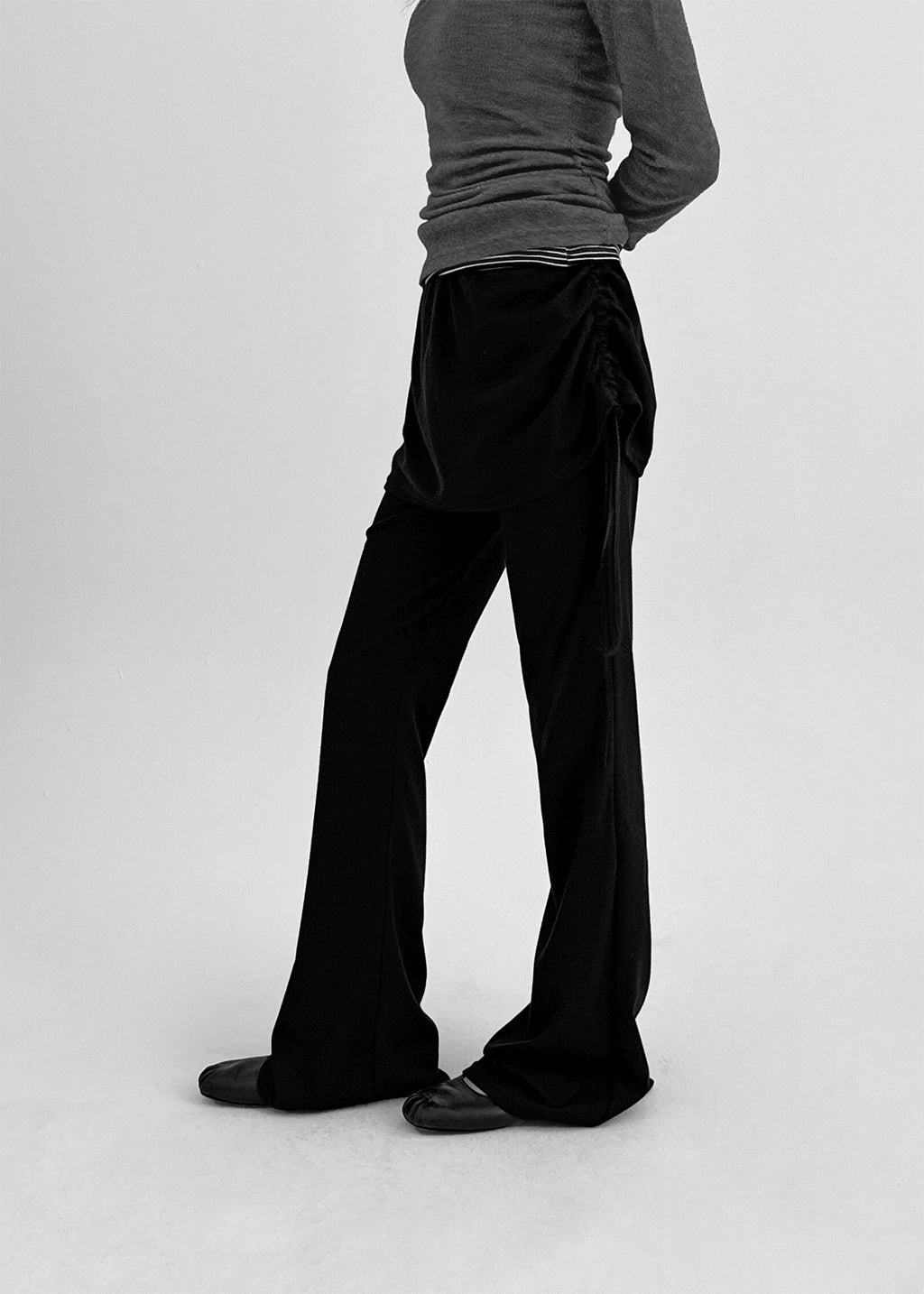 Levi Shirring Banded Skirt Pants - 2colors