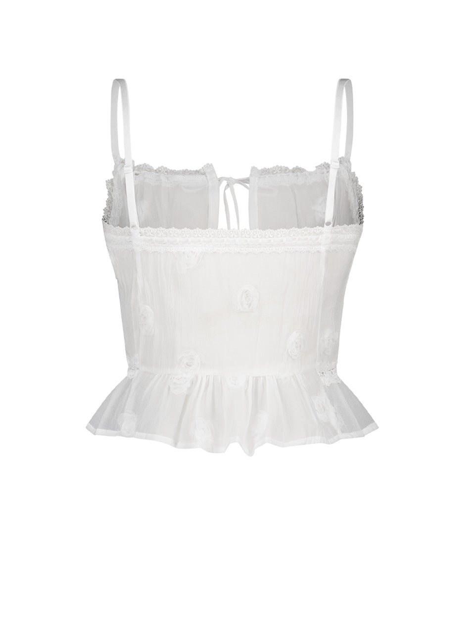 [asif calie] CORSAGE LACE SLEEVELESS BLOUSE WHITE