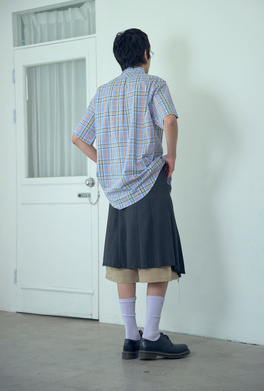 niceghostclub angel check big big half shirt [2colors]