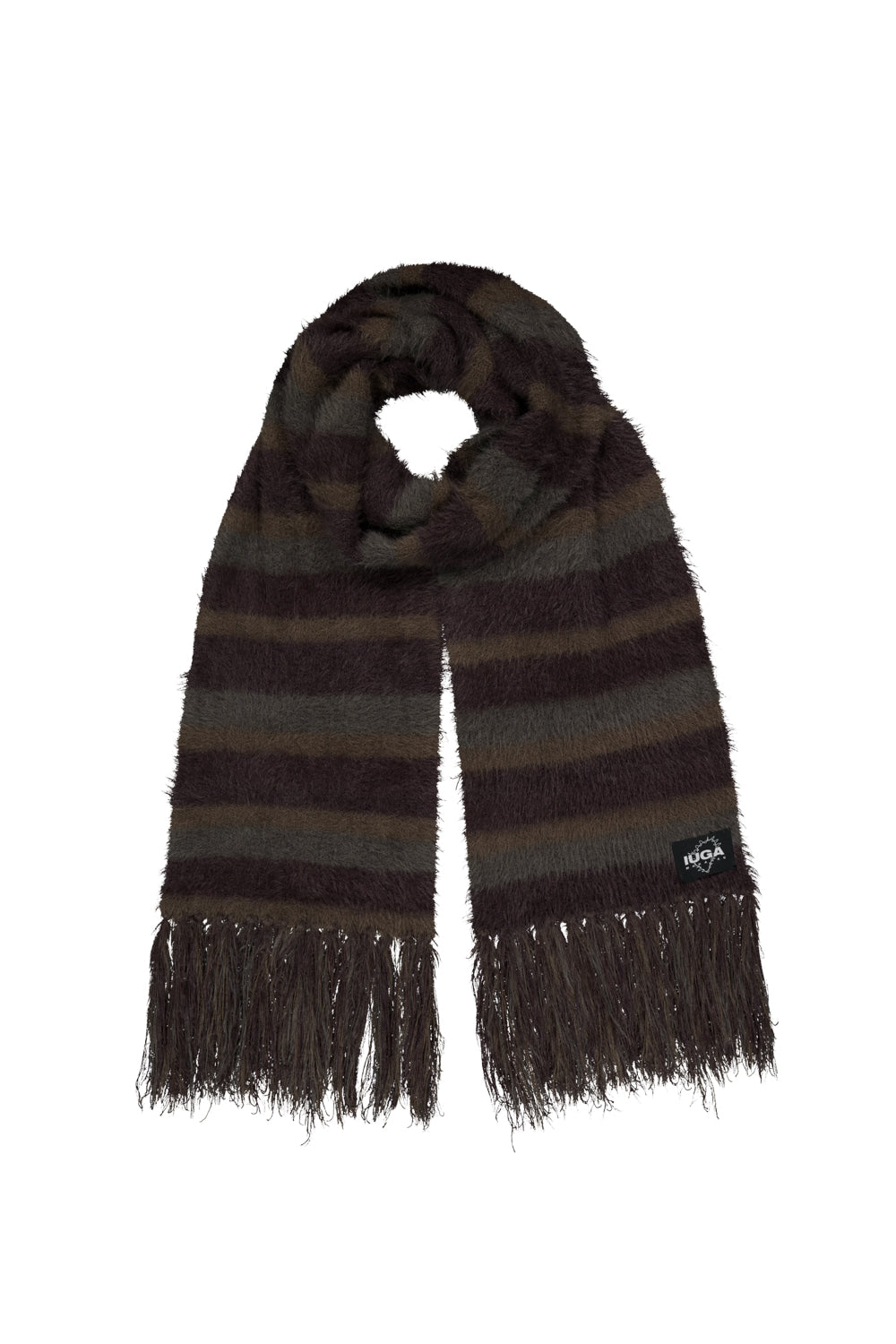 IUGA Striped Hairy Bold Muffler (Brown)