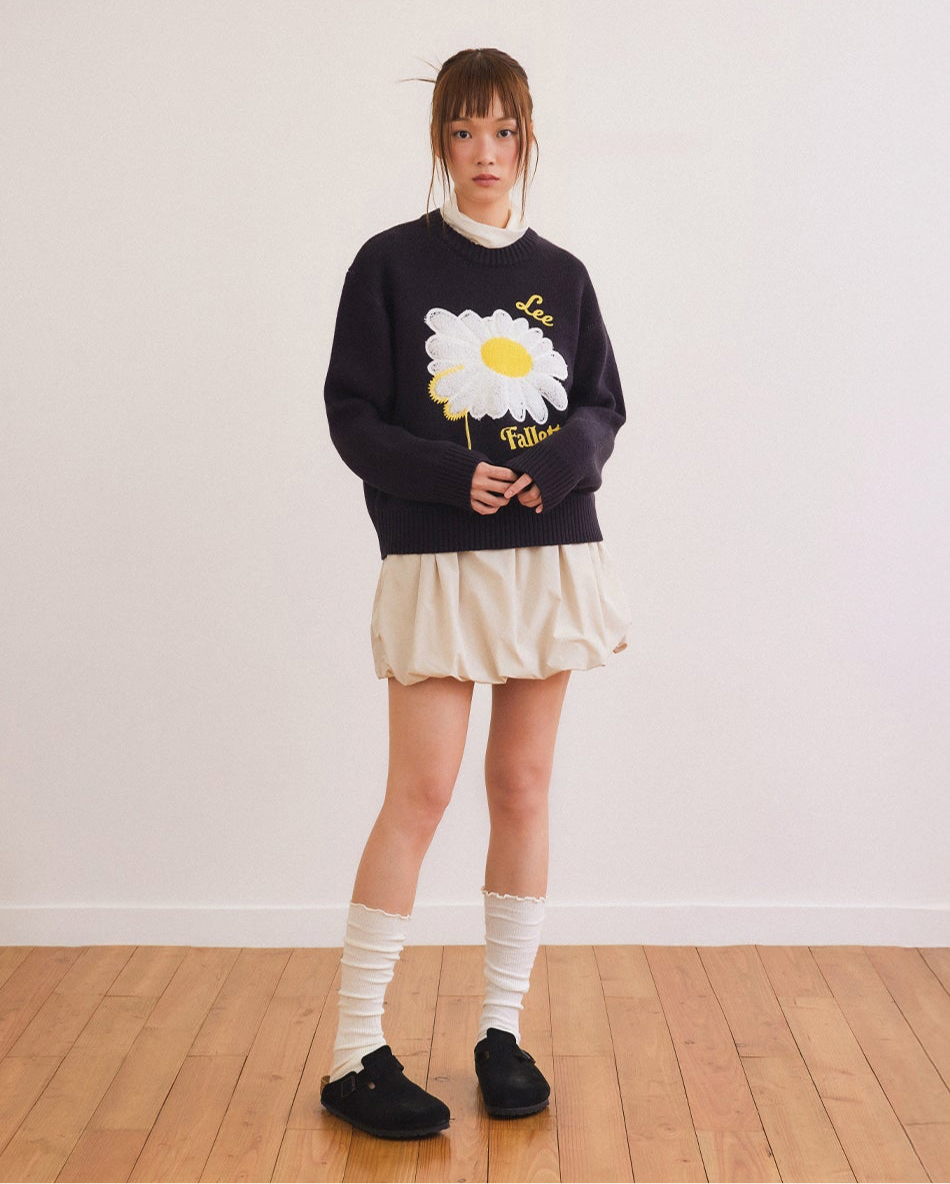 [Fallet x Lee] Sun Flower Knit / navy