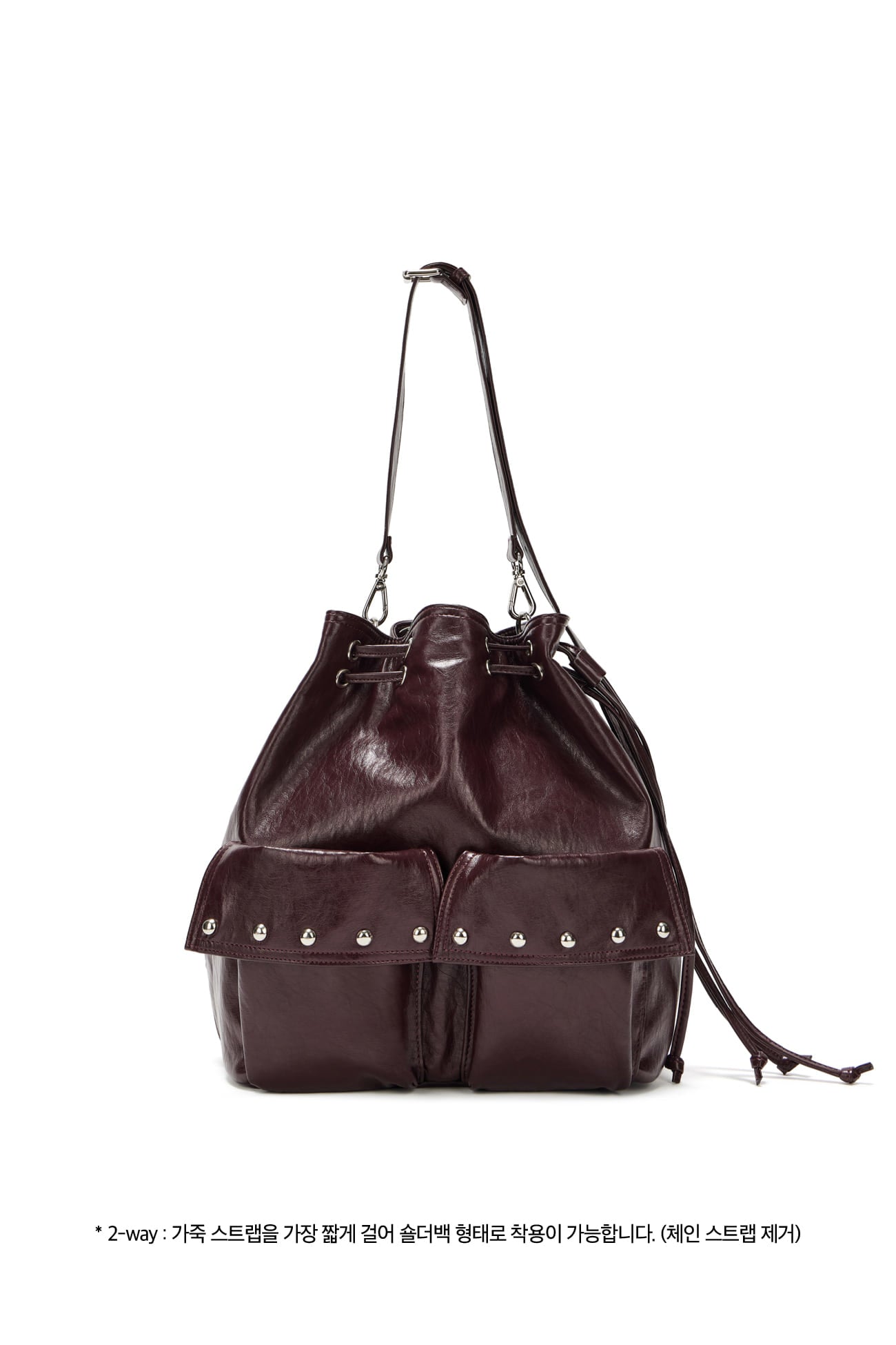 DEINET 5-WAY STUD POCKET MULTI BAG IN BURGUNDY