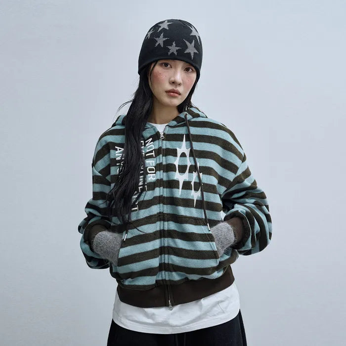 LSC Logo Stripe Fleece 2-way Hoodie Zip-up SkyBlue