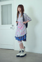 niceghostclub angel check big big half shirt [2colors]