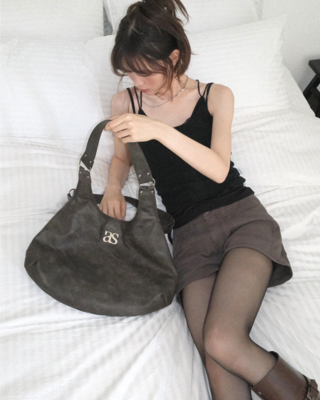 ason RICKY SHOULDER BAG / CRACK BROWN