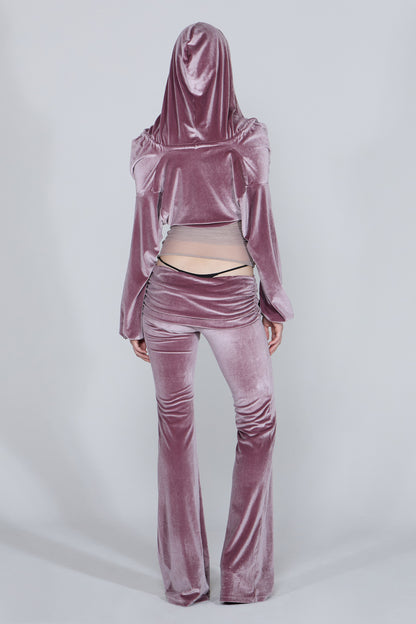 Sculptor Velvet Shirring Lowrise Pants Pink Brown